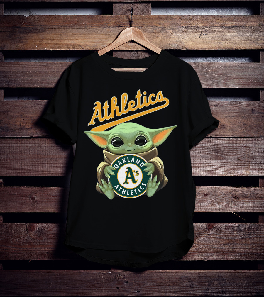Oakland Athletics Baby Yoda Hugging A's Baseball T-Shirt