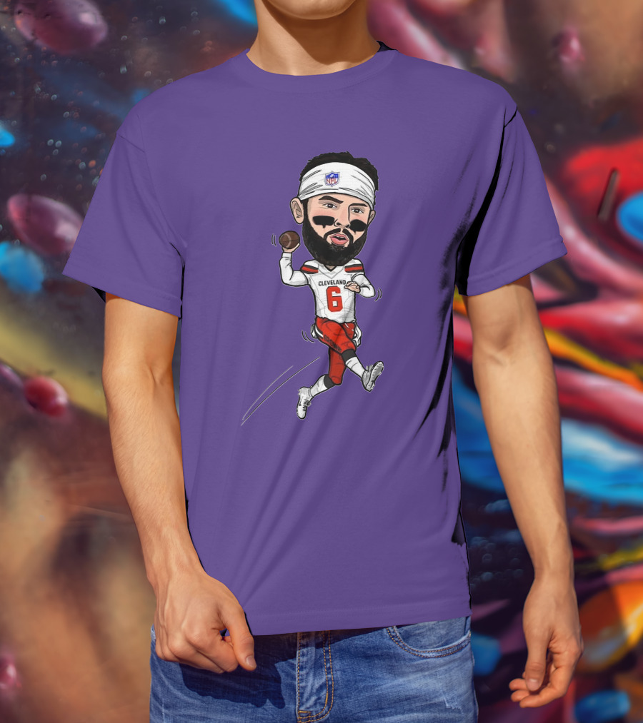 Baker Mayfield Cleveland Browns Football Cartoon Player Number 6 T-Shirt