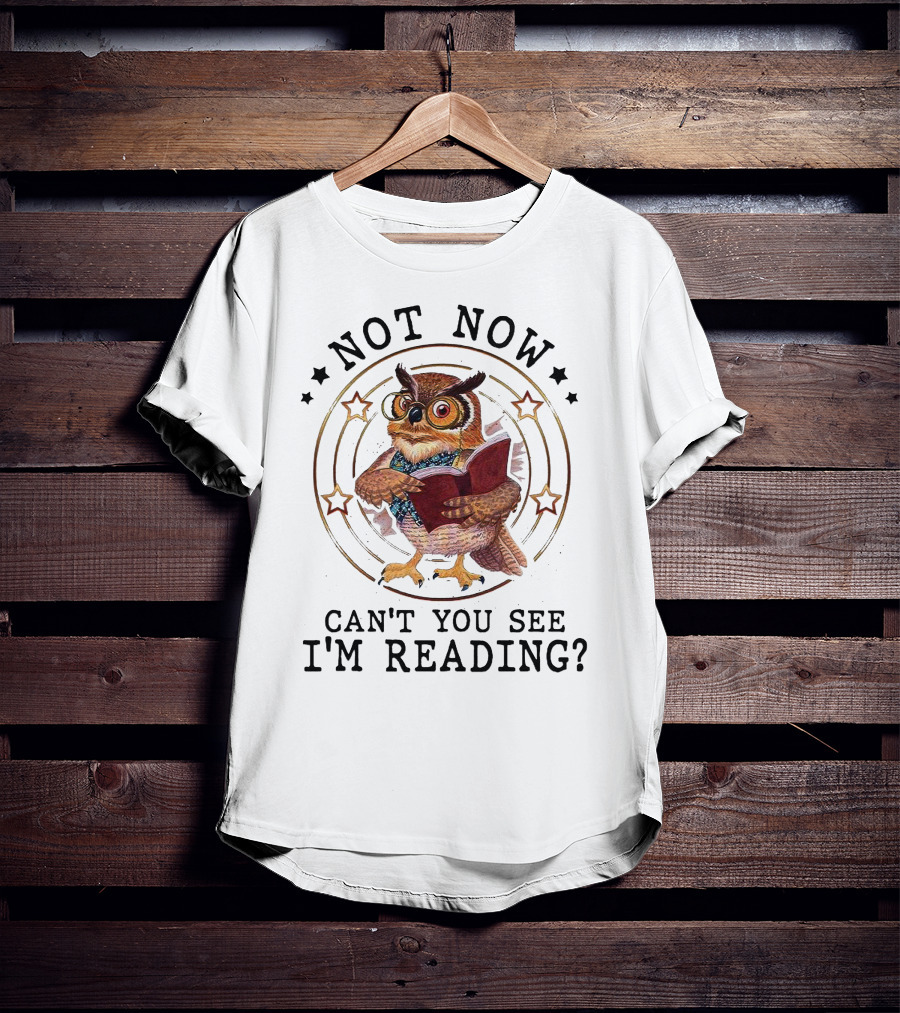 Not Now Can't You See I'm Reading Owl Wearing Glasses Holding Book T-Shirt