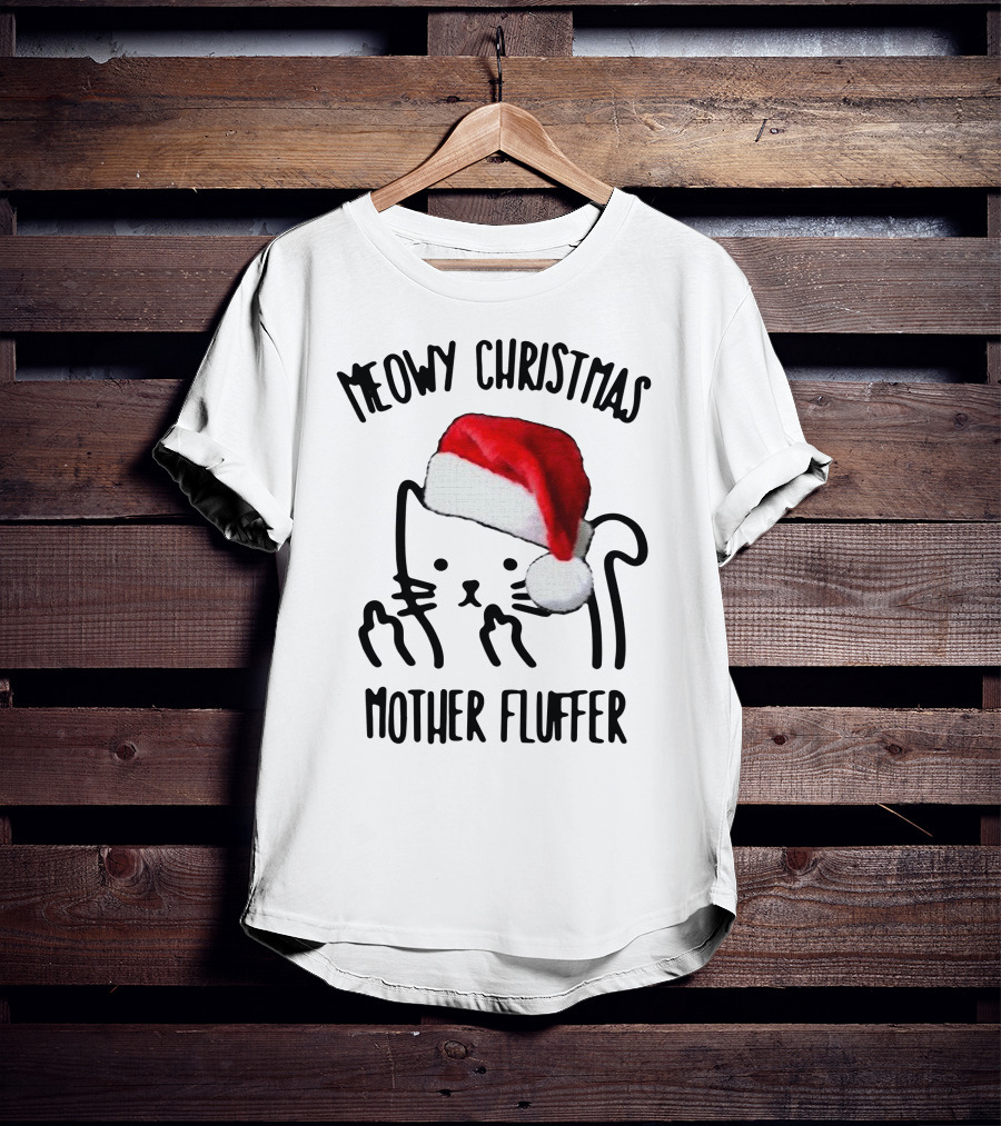 Meowy Christmas Santa Cat Mother Fluffer T-Shirt