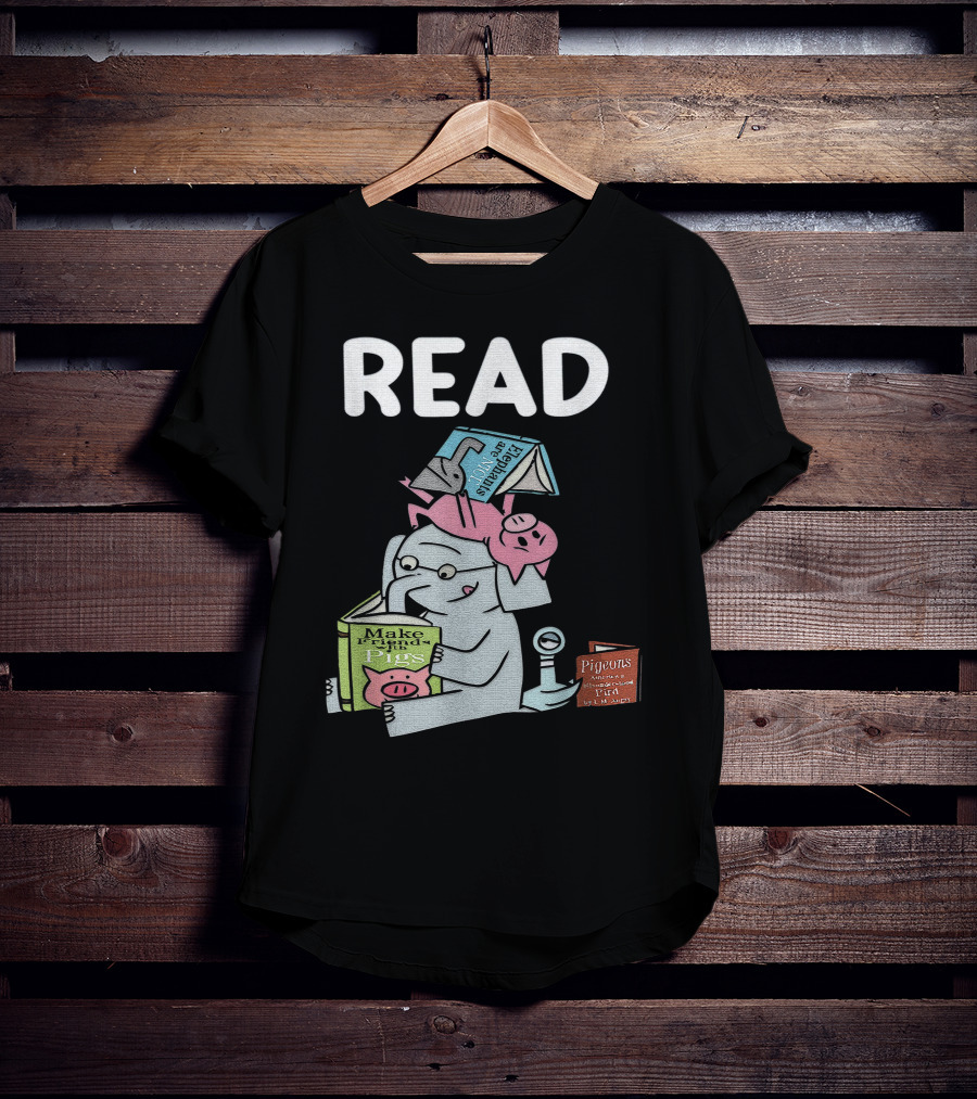 READ Make Friends Pigs Piggie Elephant Pigeons Trix Willems T-Shirt