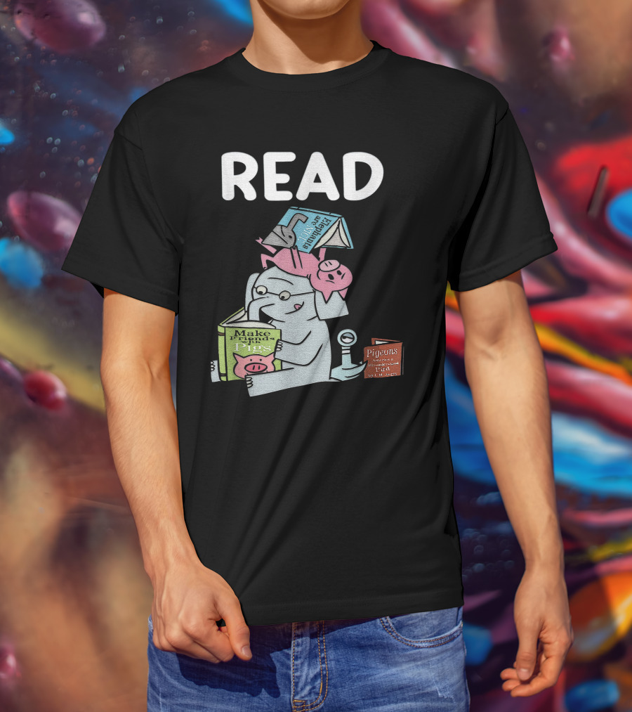 READ Make Friends Pigs Piggie Elephant Pigeons Trix Willems T-Shirt