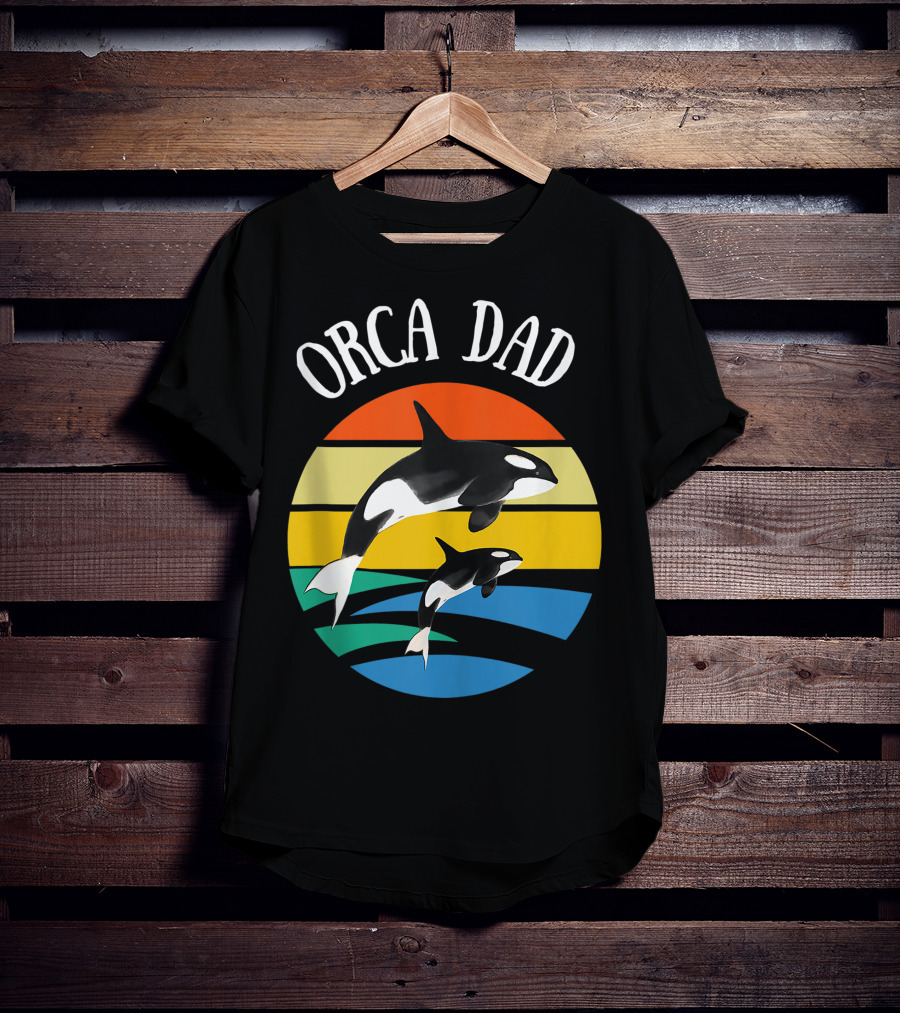 Orca Dad Vintage Sunset 80s T-Shirt
