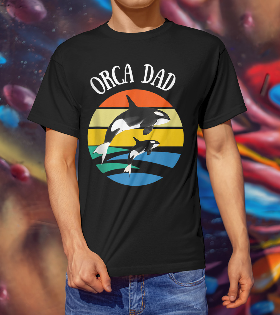 Orca Dad Vintage Sunset 80s T-Shirt