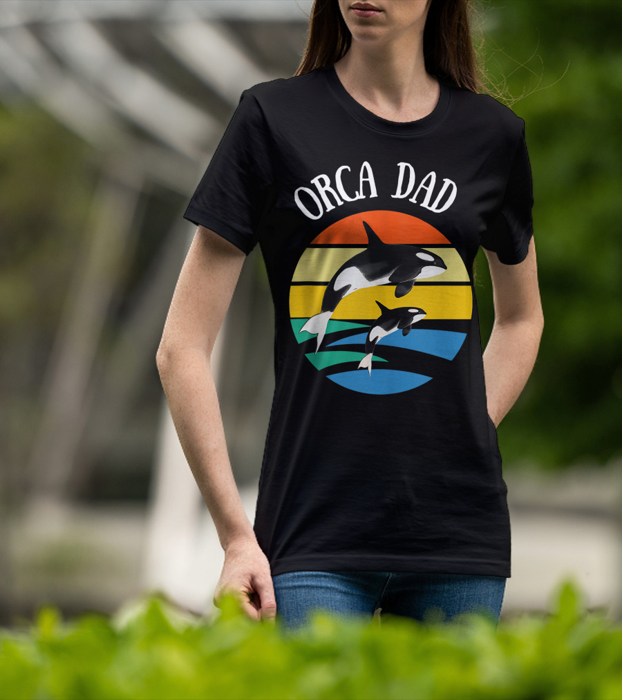 Orca Dad Vintage Sunset 80s T-Shirt