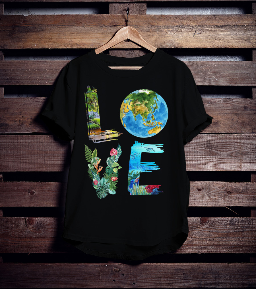 Love The Earth Kids Teacher Earth Day Everyday Environment Nature-Inspired Earth Elements T-Shirt