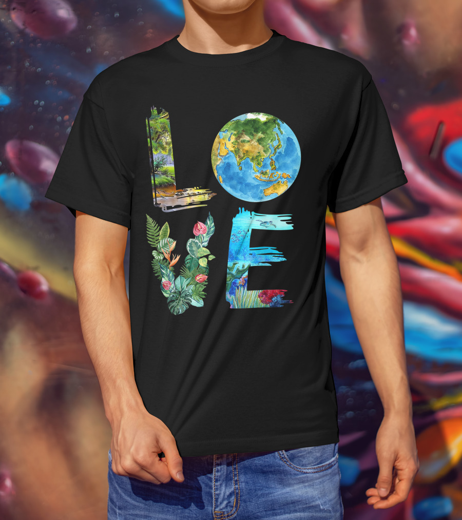 Love The Earth Kids Teacher Earth Day Everyday Environment Nature-Inspired Earth Elements T-Shirt