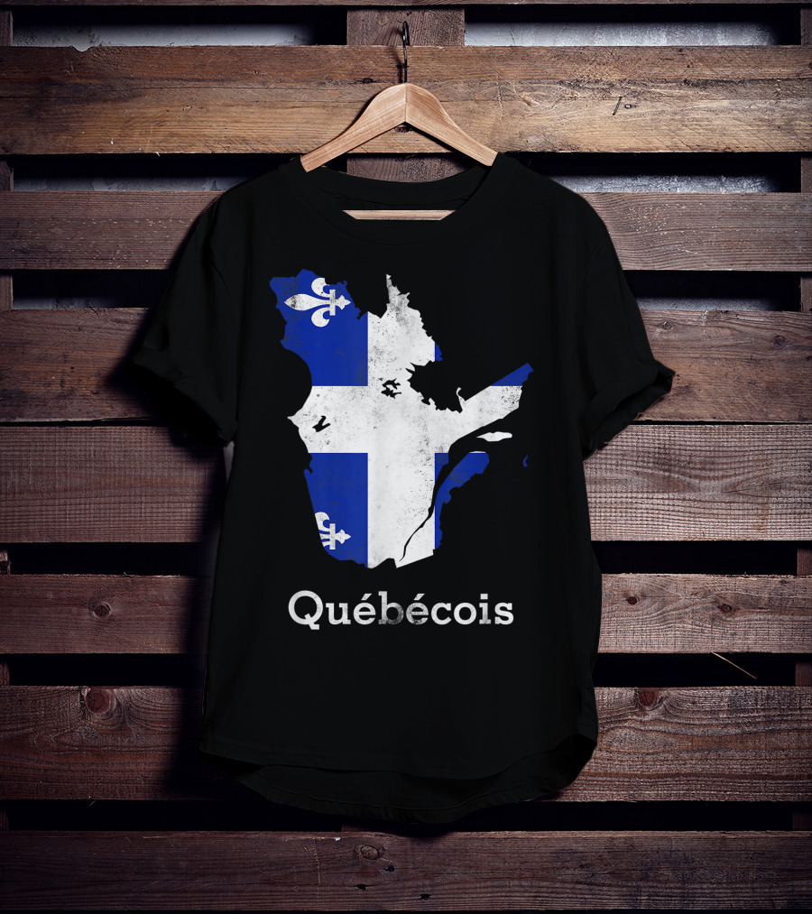 Québecois Province Map Fleur-de-Lis Montreal Quebec Flag T-Shirt