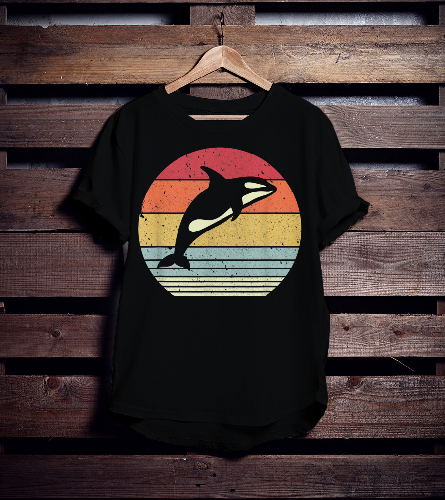 Orca Retro Sunset Style Ocean Stripes T-Shirt