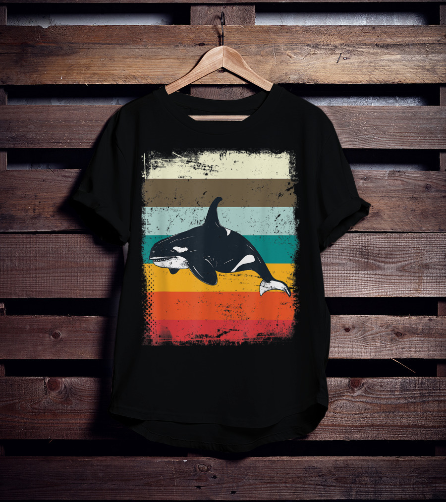 Retro Orca Vintage Stripes T-Shirt