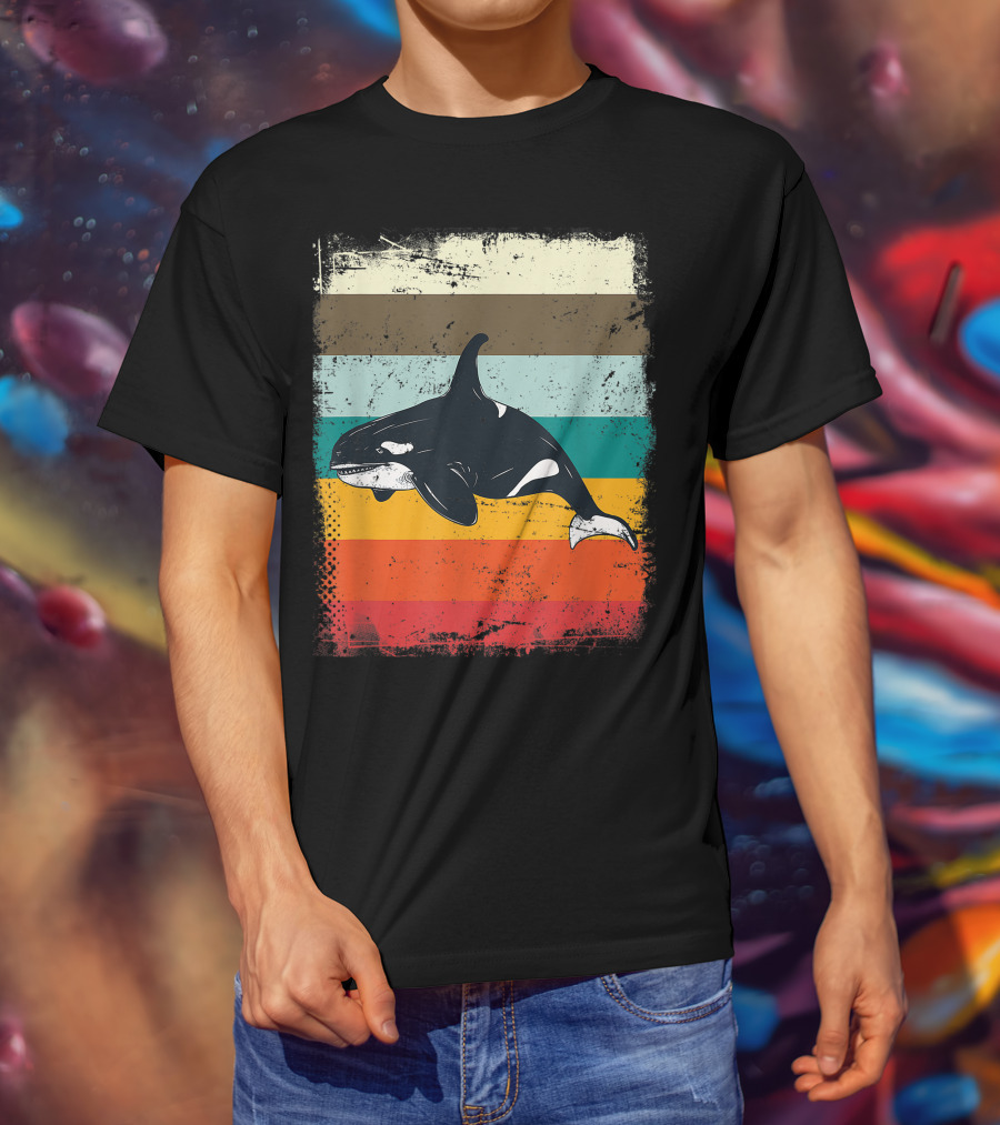 Retro Orca Vintage Stripes T-Shirt