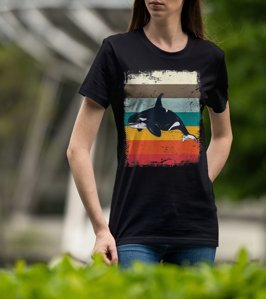 Retro Orca Vintage Stripes T-Shirt