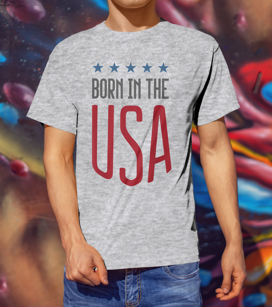 Born In The USA Patriotic Stars Banner T-Shirt