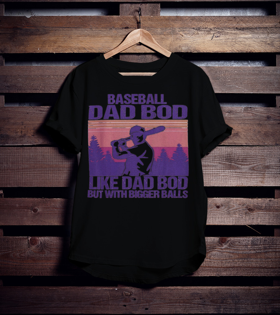 Baseball Dad Bod Like Dad Bod But With Bigger Balls Vintage Sunset Batter T-Shirt