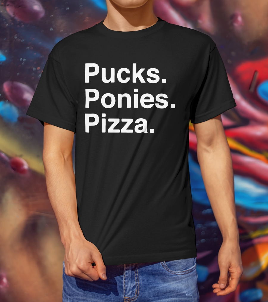Elio Imbornone Pucks Ponies Pizza Fun T-Shirt