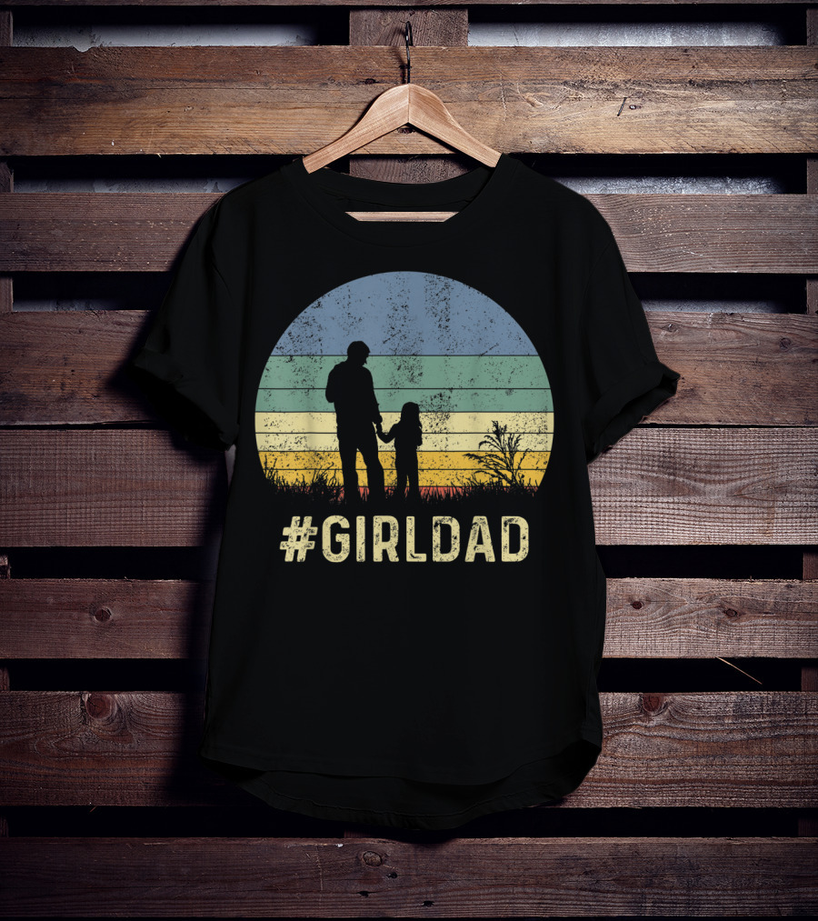 Father And Daughter Vintage Sunset #GirlDad T-Shirt