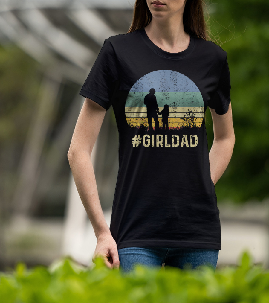 Father And Daughter Vintage Sunset #GirlDad T-Shirt
