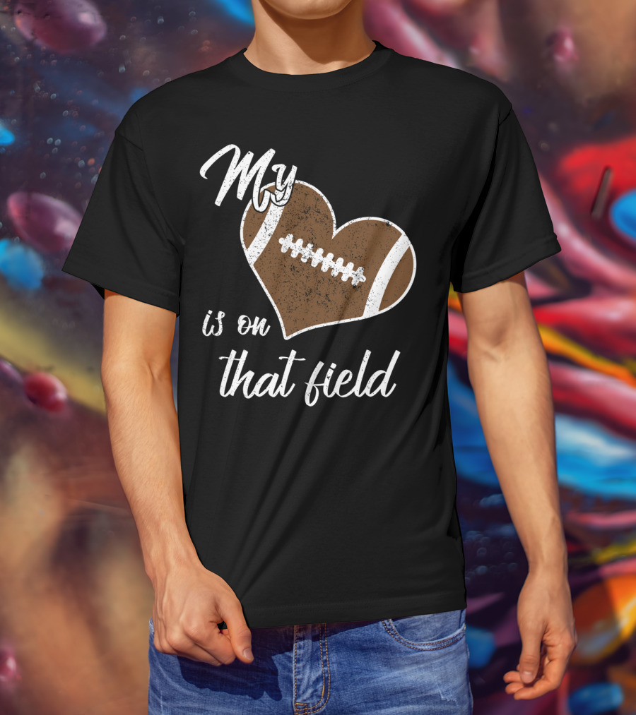 My Heart Is On That Field Football Grandparent T-Shirt