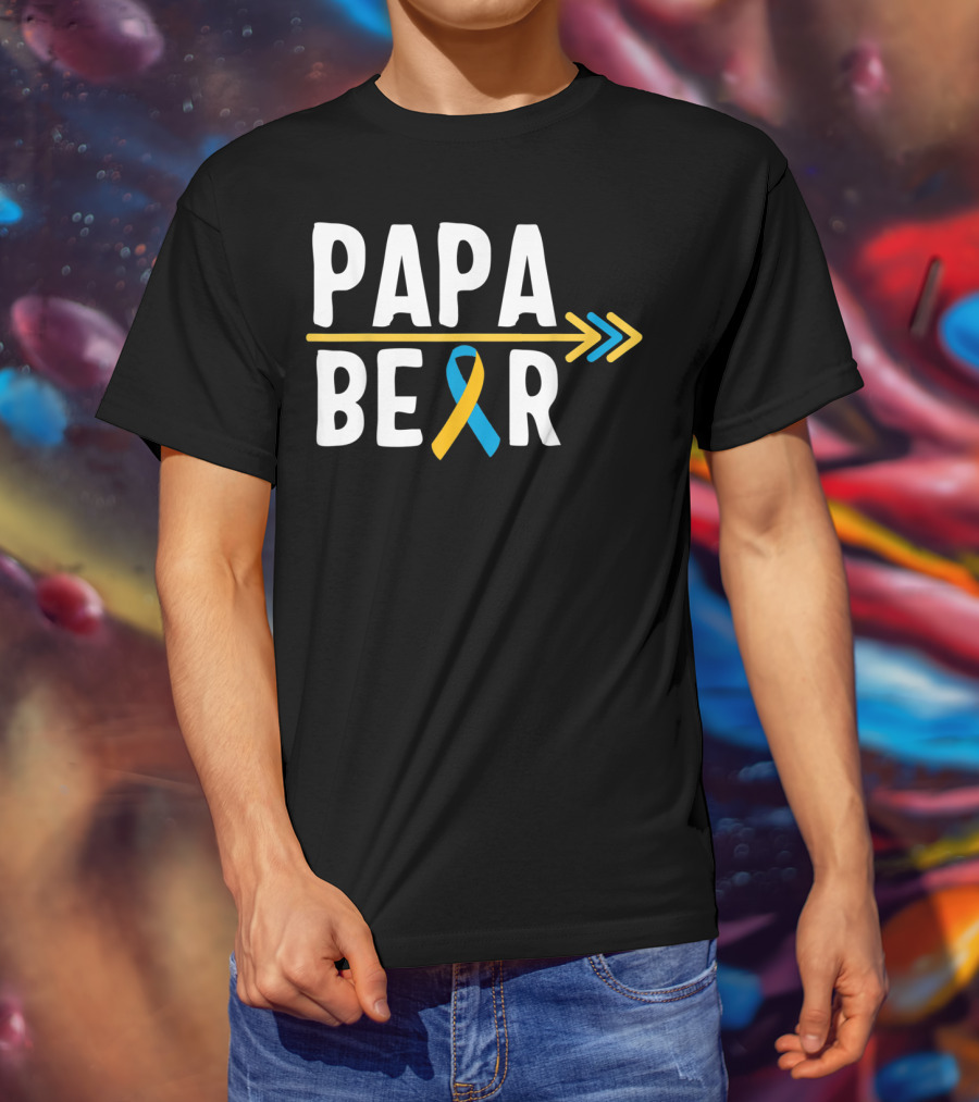 Papa Bear Down Syndrome Warrior Awareness Trisomy T-Shirt
