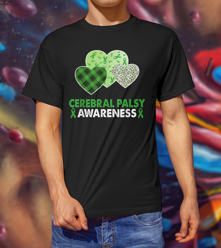 Cerebral Palsy Awareness Heart Leopard Plaid T-Shirt