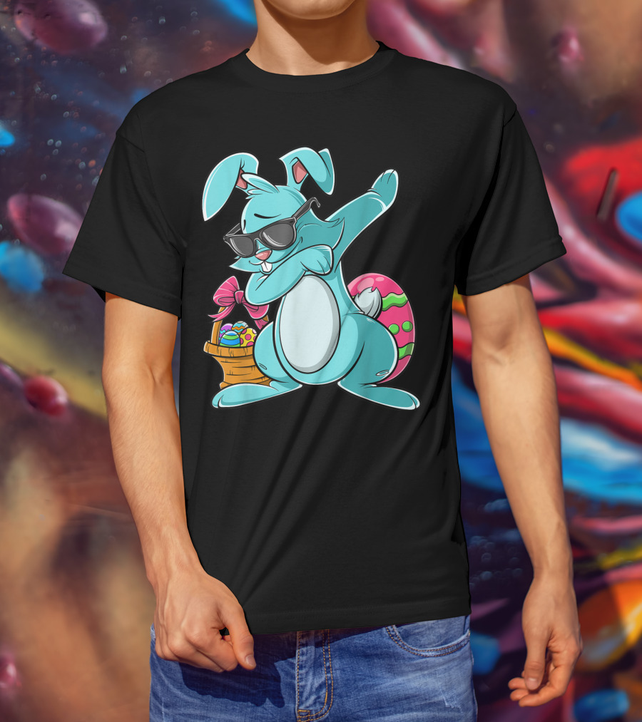 Cool Dabbing Bunny With Easter Basket For Girls And Adults T-Shirt