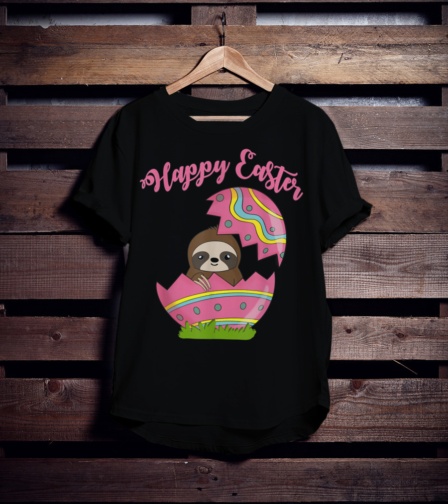 Happy Easter Sloth In Colorful Easter Egg T-Shirt