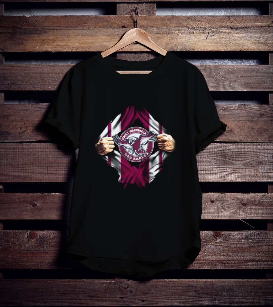 Manly Warringah Sea Eagles Emblem Torn Flag T-Shirt