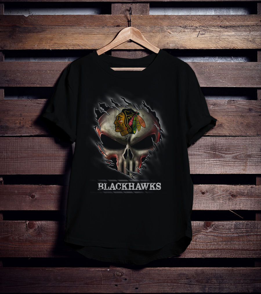 Skull Blackhawks Emblem T-Shirt