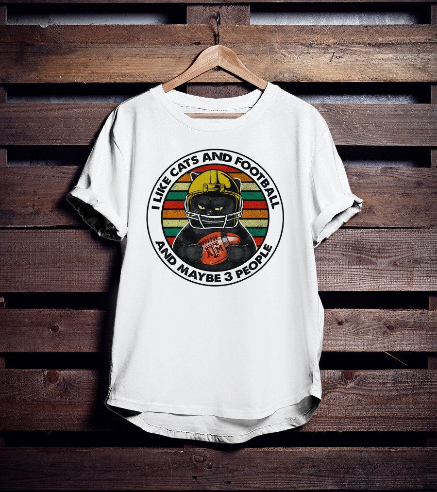 I Like Cats And Football And Maybe 3 People Am T-Shirt