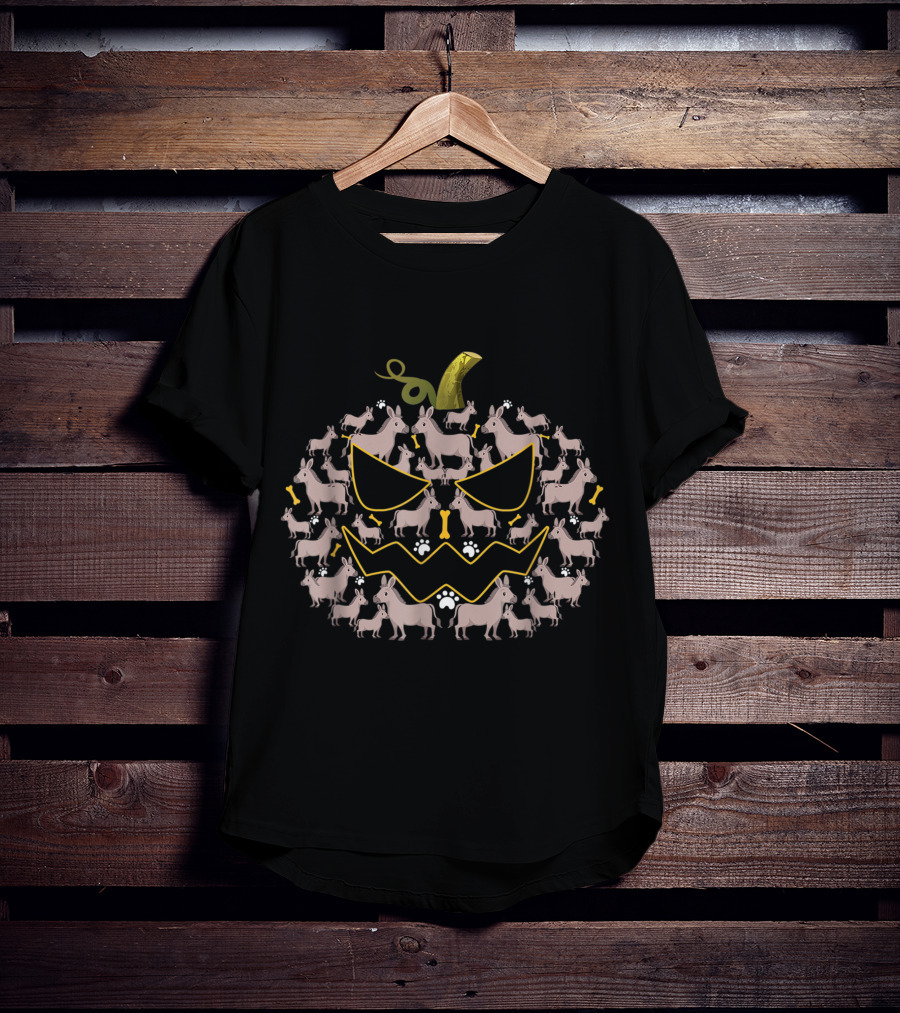 Donkey Halloween Pumpkin Face With Donkey Pattern And Bone Accents T-Shirt
