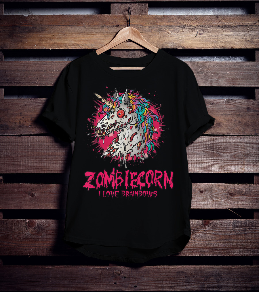 Zombicorn I Love Brainbows Halloween Gothic T-Shirt