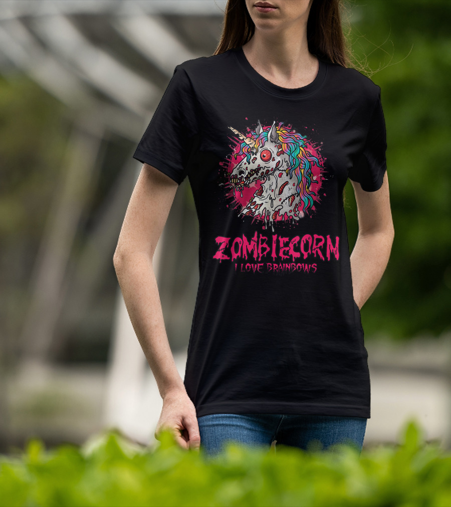 Zombicorn I Love Brainbows Halloween Gothic T-Shirt