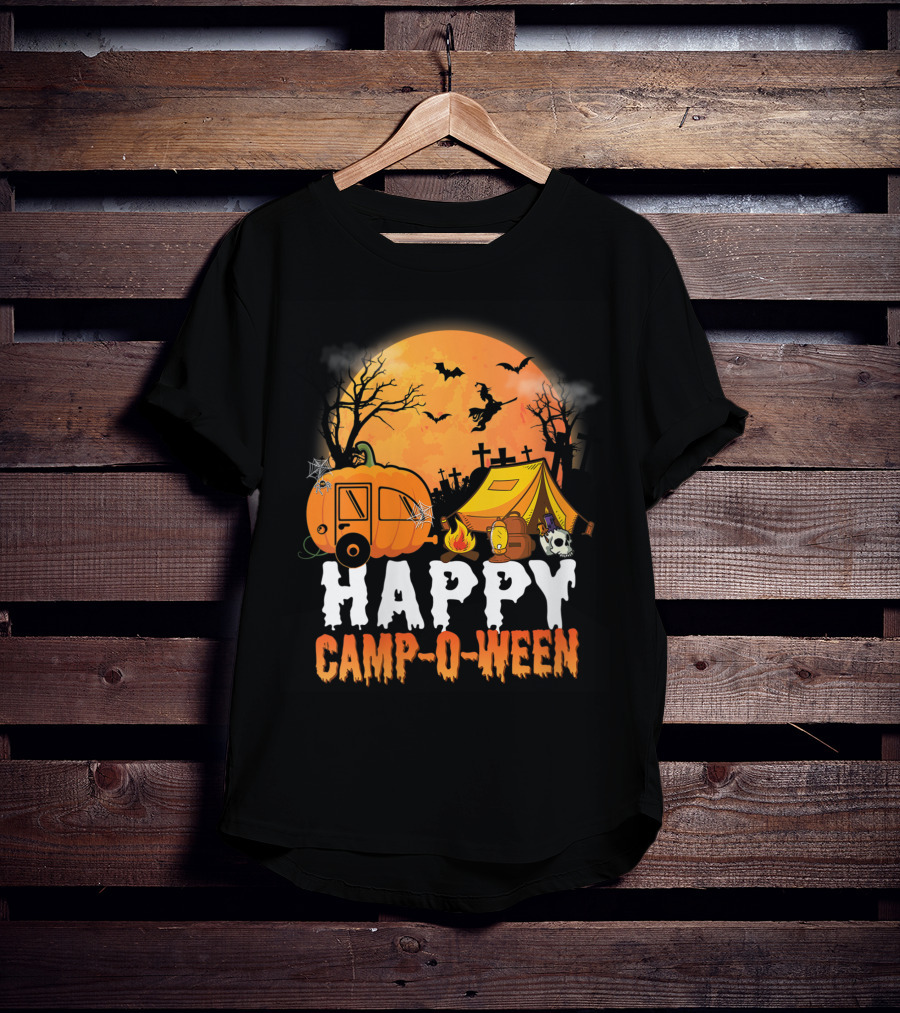 Happy Camp O Ween Halloween Pumpkin Camping Spooky Night T-Shirt