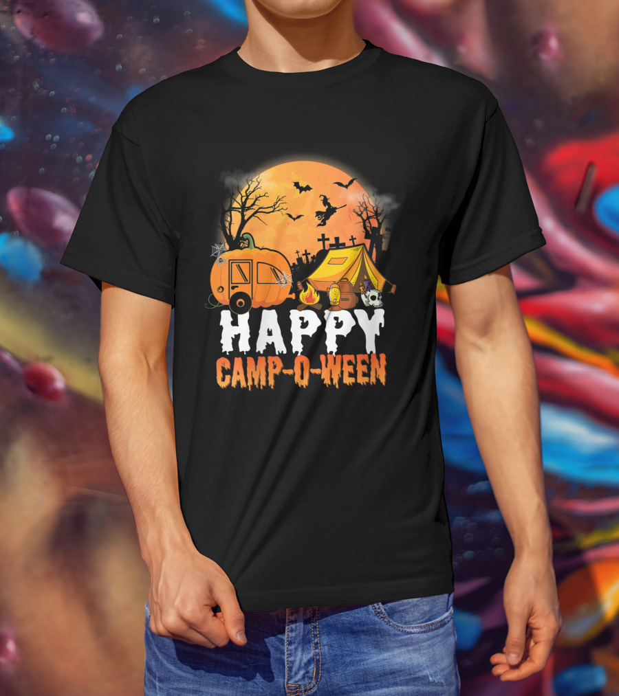 Happy Camp O Ween Halloween Pumpkin Camping Spooky Night T-Shirt