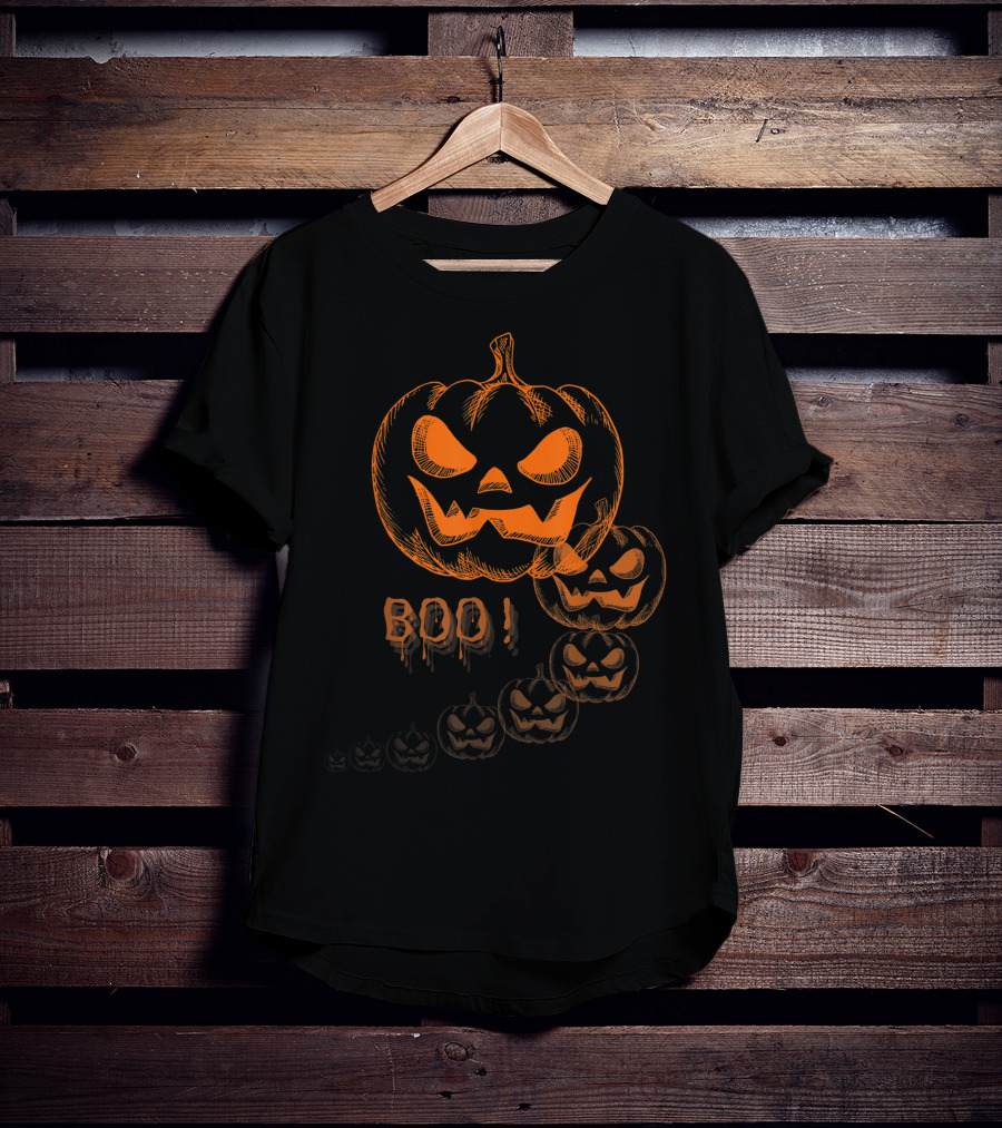 Boo Halloween Pumpkin Jack-O'-Lantern Faces T-Shirt