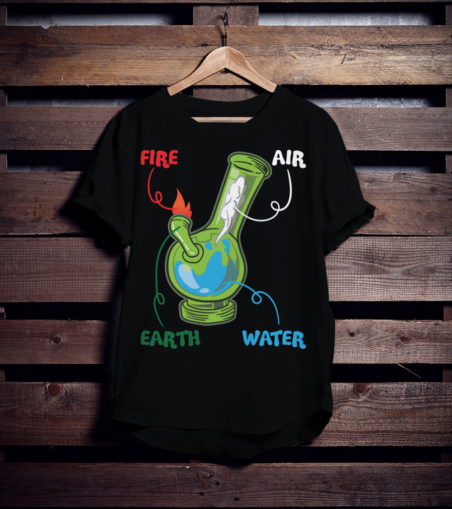 Fire Water Earth Air Bong Elements Weed Smoking Anatomy THC T-Shirt