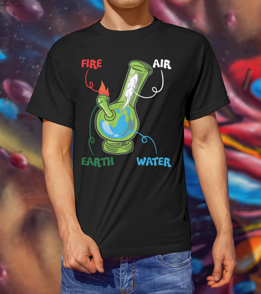 Fire Water Earth Air Bong Elements Weed Smoking Anatomy THC T-Shirt