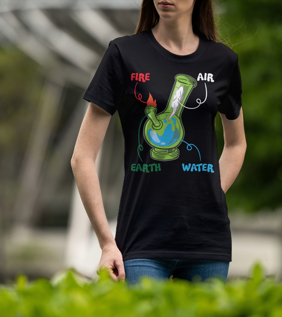 Fire Water Earth Air Bong Elements Weed Smoking Anatomy THC T-Shirt