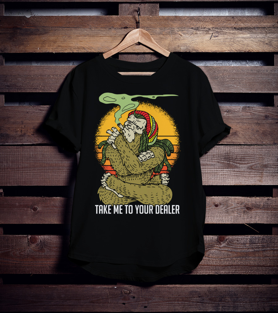 Take Me To Your Dealer Bigfoot Smoking Weed Vintage T-Shirt
