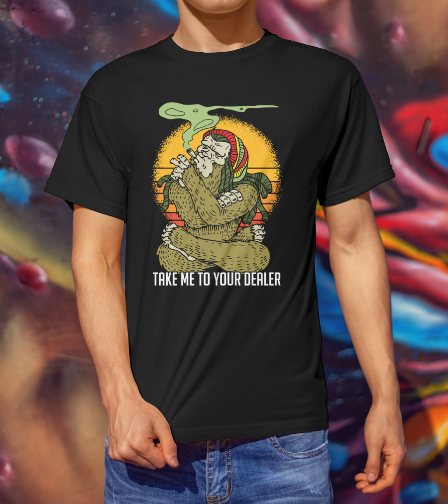 Take Me To Your Dealer Bigfoot Smoking Weed Vintage T-Shirt
