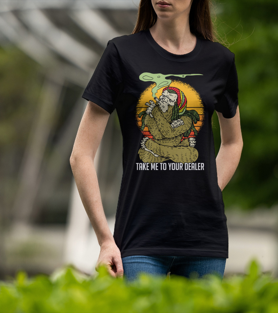 Take Me To Your Dealer Bigfoot Smoking Weed Vintage T-Shirt
