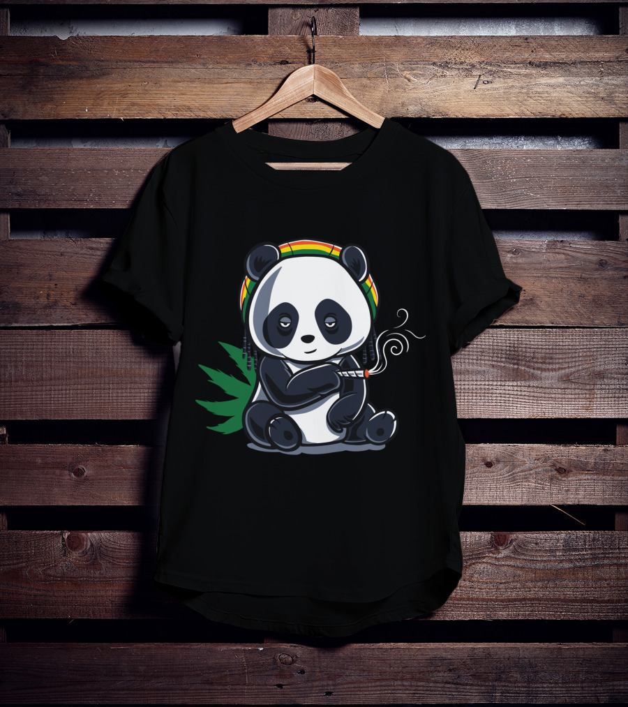 Weed Smoking Panda Rasta Cannabis Stoner THC CBD 420 T-Shirt