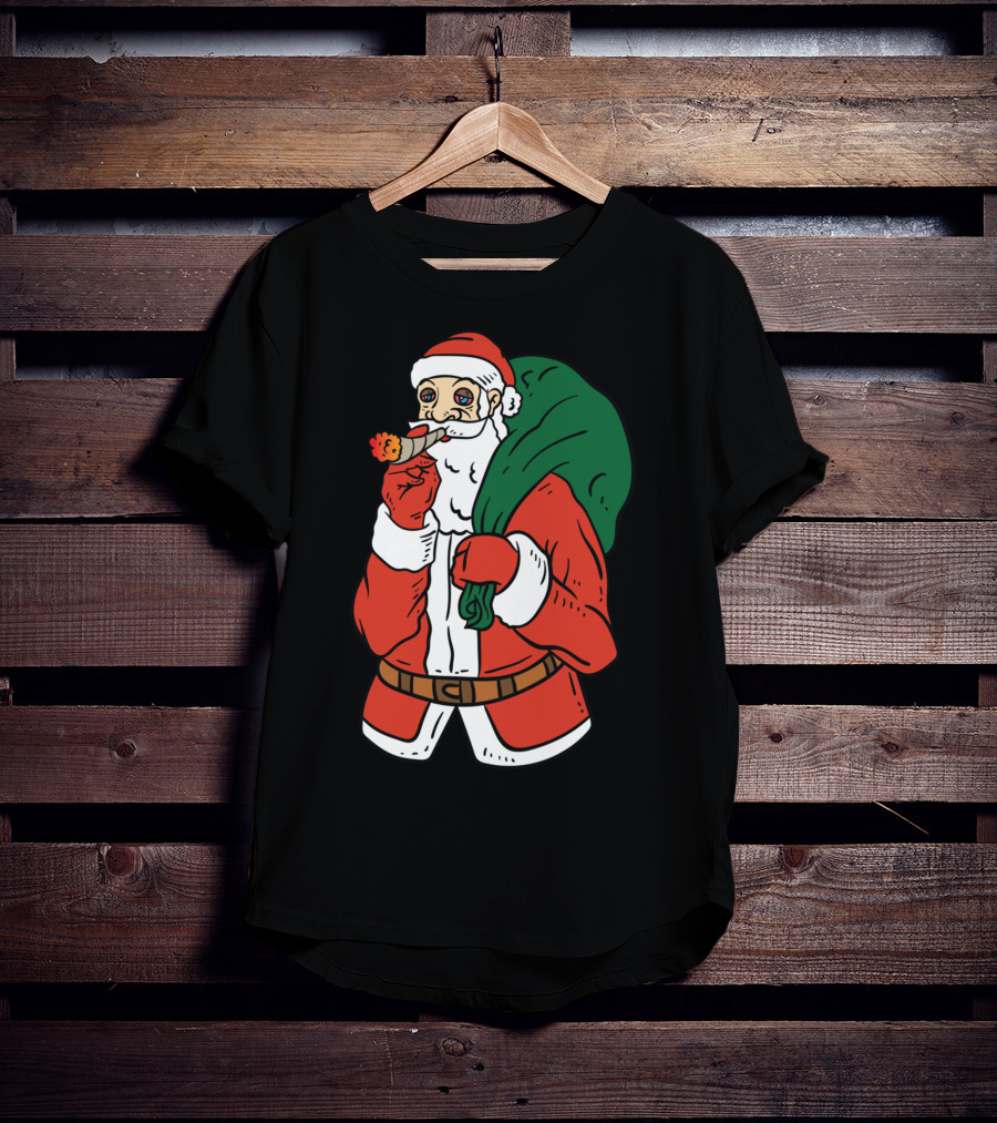 Santa Claus Smoking Weed Cannabis Marijuana Carrying Bag T-Shirt