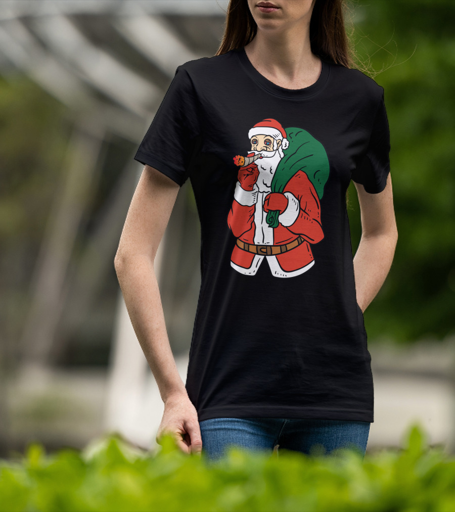 Santa Claus Smoking Weed Cannabis Marijuana Carrying Bag T-Shirt