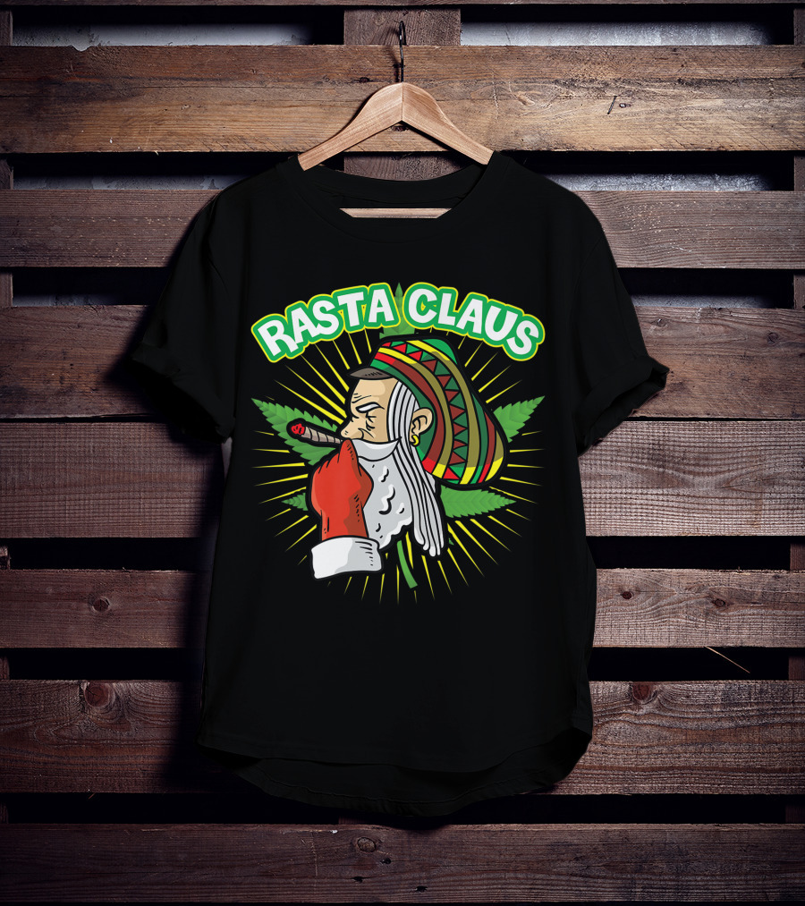 Rasta Claus Cannabis Marijuana Smoking Weed Christmas Holiday T-Shirt
