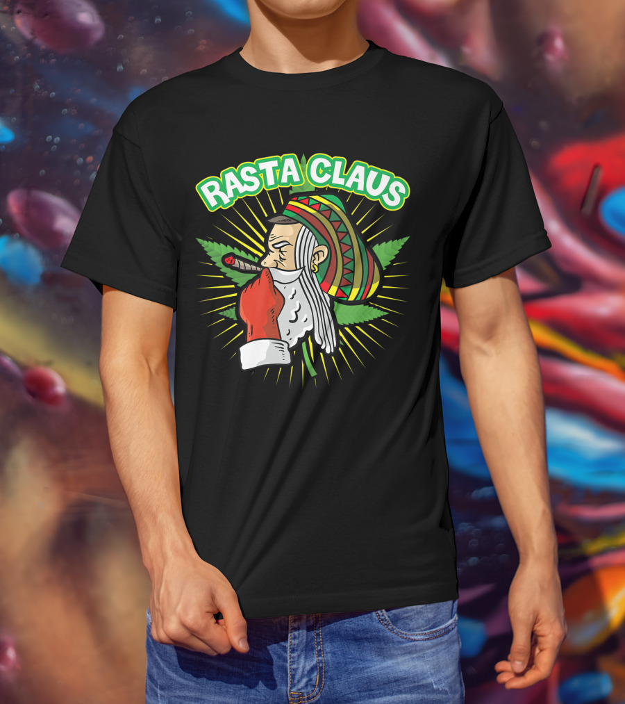 Rasta Claus Cannabis Marijuana Smoking Weed Christmas Holiday T-Shirt