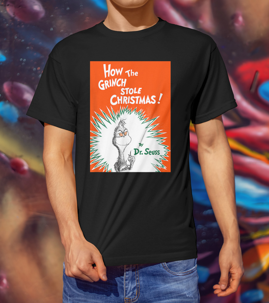 How The Grinch Stole Christmas By Dr. Seuss Book Cover T-Shirt