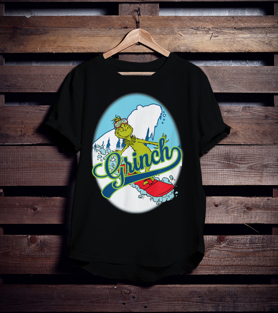 Grinch Snowboarding Dr Seuss Style Adventure T-Shirt