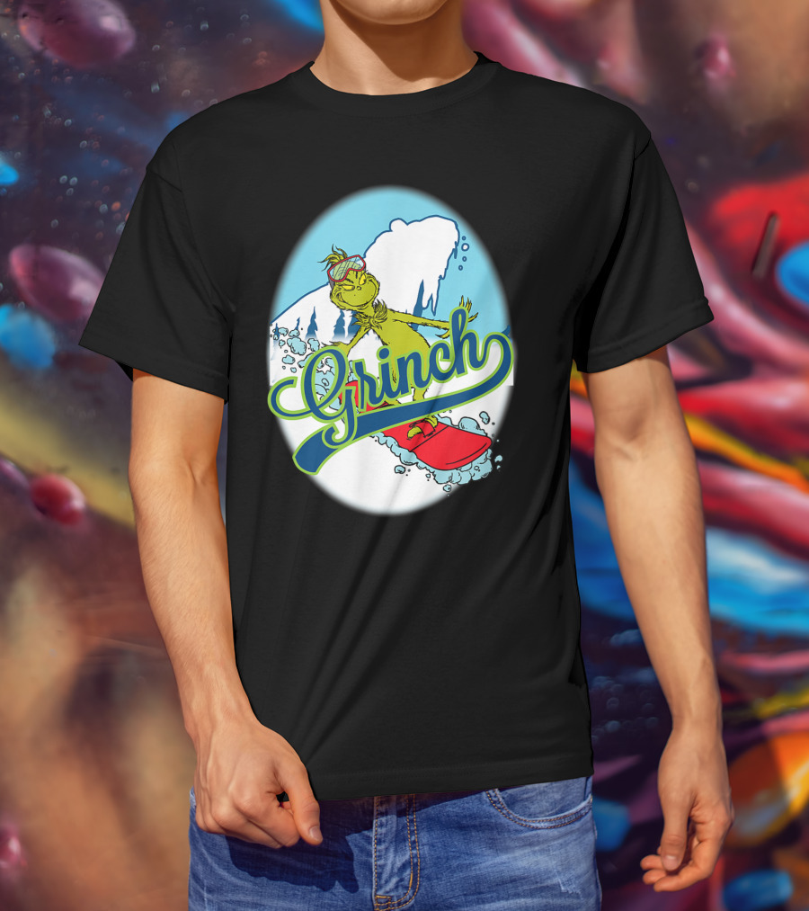 Grinch Snowboarding Dr Seuss Style Adventure T-Shirt