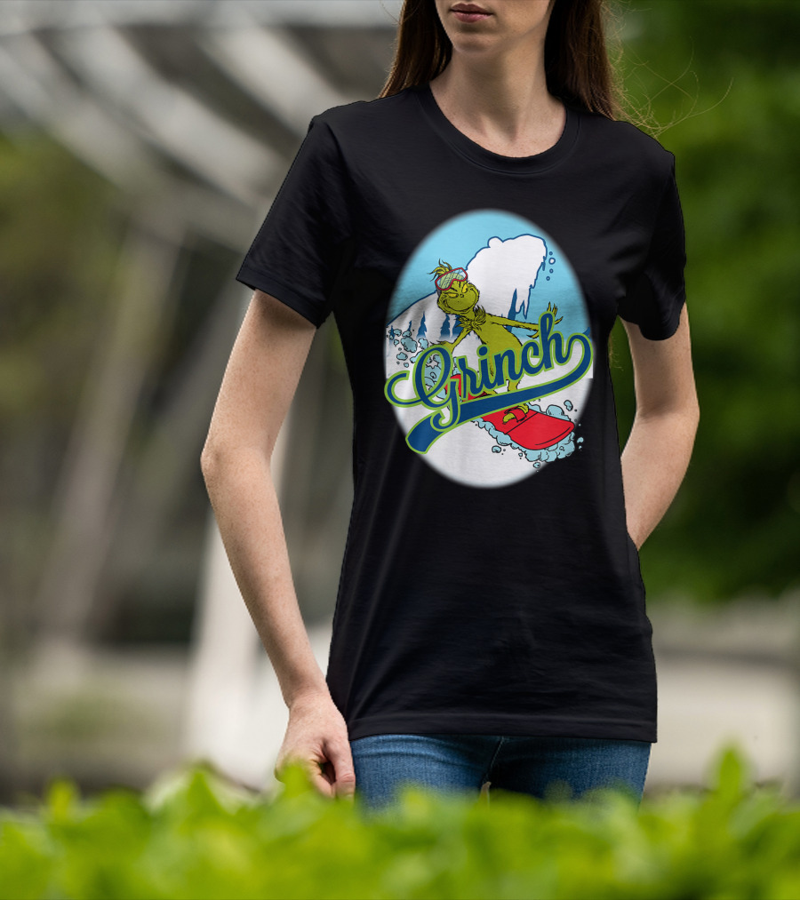 Grinch Snowboarding Dr Seuss Style Adventure T-Shirt